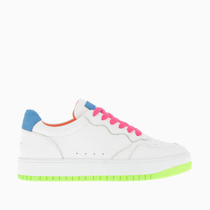 White sneakers with neon pink and green details Ref: BK2402BL